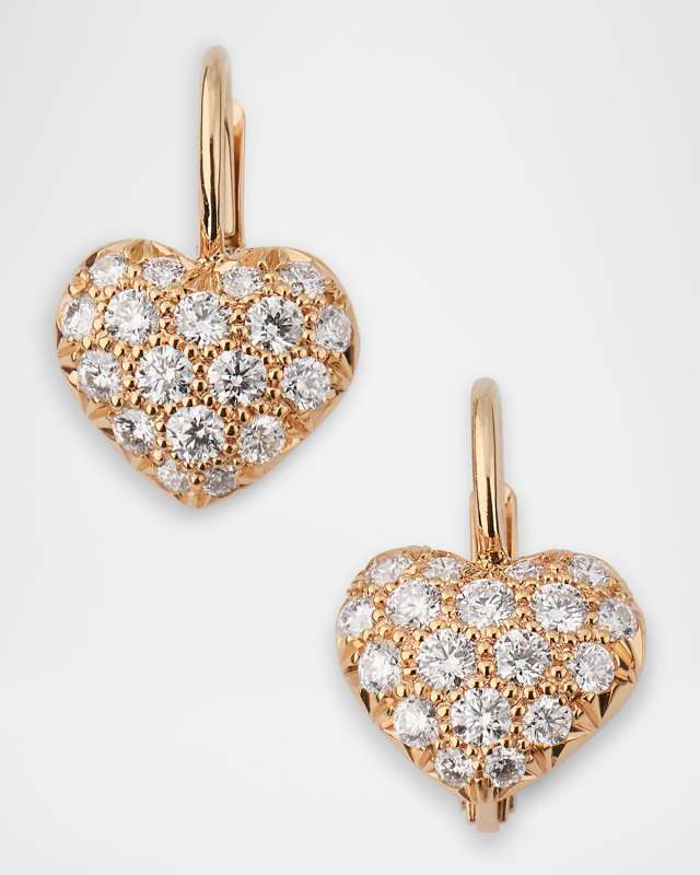 20K Rose Gold Diamond Heart Earrings